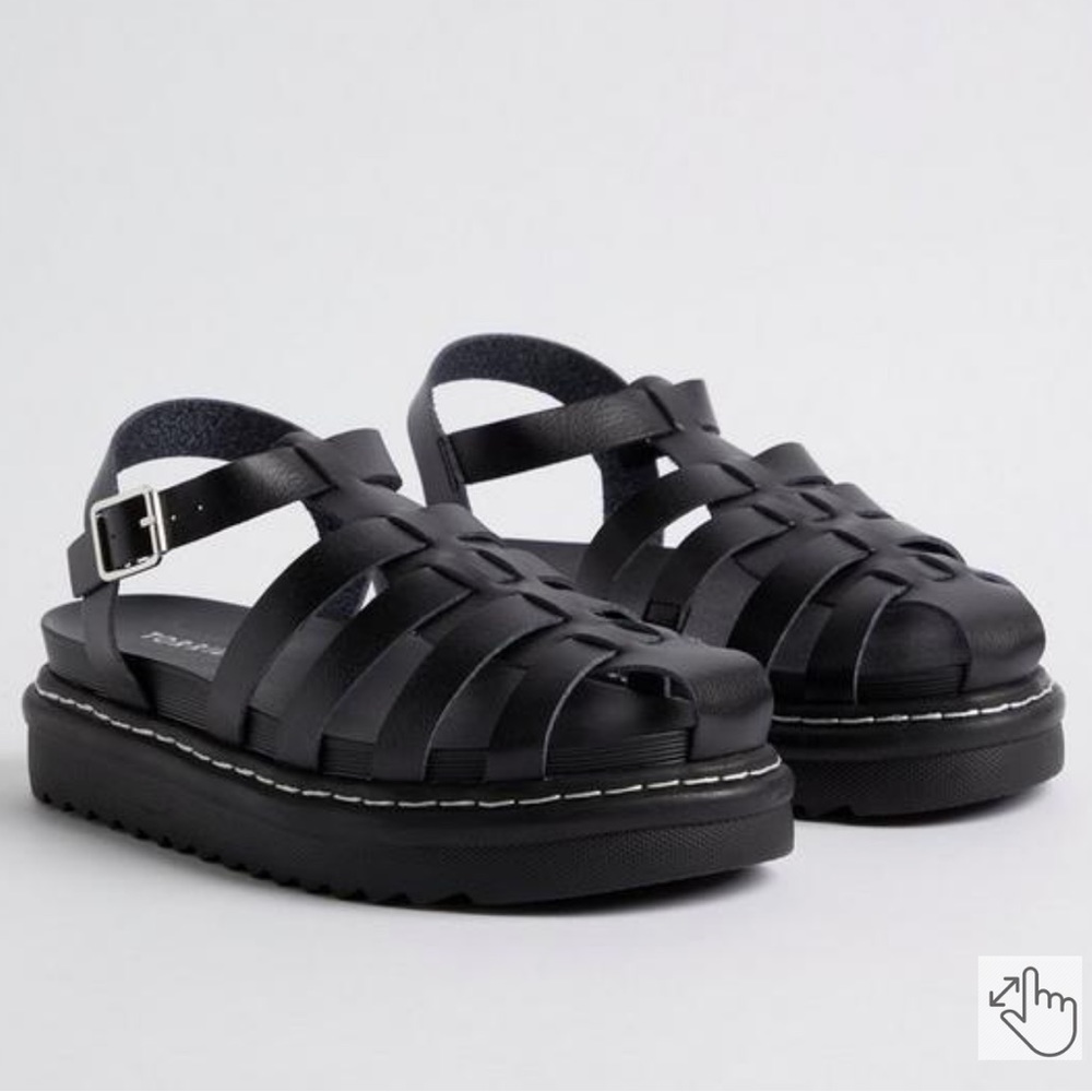 Torrid Platform Fisherman Sandal - Black (WW) size 11.5 extra wide